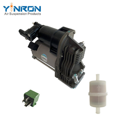 45 degree angle view of Mercedes Benz V class VITO W639 air suspension compressor pump (A6393200204) with Relay & Air Filter