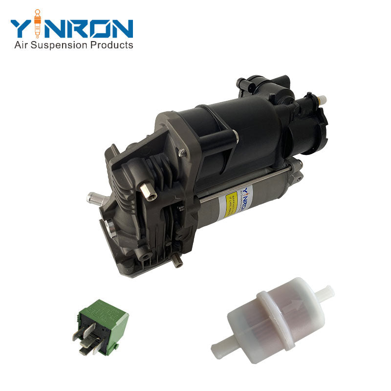 Side view of Mercedes Benz V class VITO W639 air suspension compressor pump (A6393200204) with Relay & Air Filter
