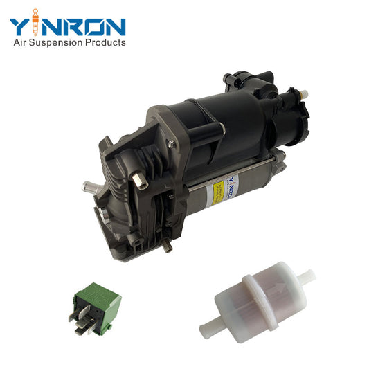 Side view of Mercedes Benz V class VITO W639 air suspension compressor pump (A6393200204) with Relay & Air Filter