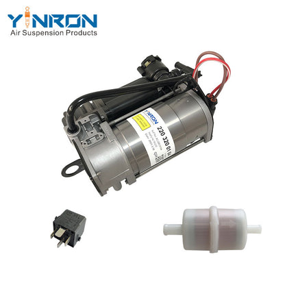 Side view of Mercedes‑Benz W220 W211 C219 air suspension compressor pump A2113200304 with relay & air filter
