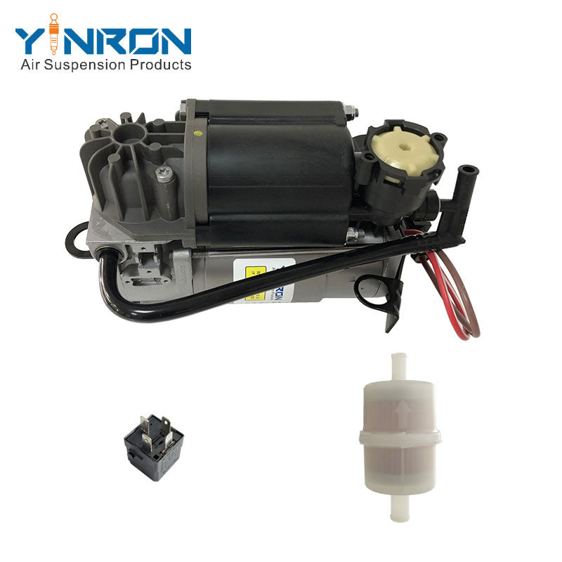 Vertical top view of Mercedes‑Benz W220 W211 C219 air suspension compressor pump A2113200304 with relay & air filter