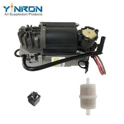Vertical top view of Mercedes‑Benz W220 W211 C219 air suspension compressor pump A2113200304 with relay & air filter