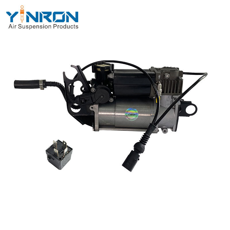 Rear flat view for Porsche Cayenne 955 air suspension compressor pump with relay (95535890101 and 95535890102)