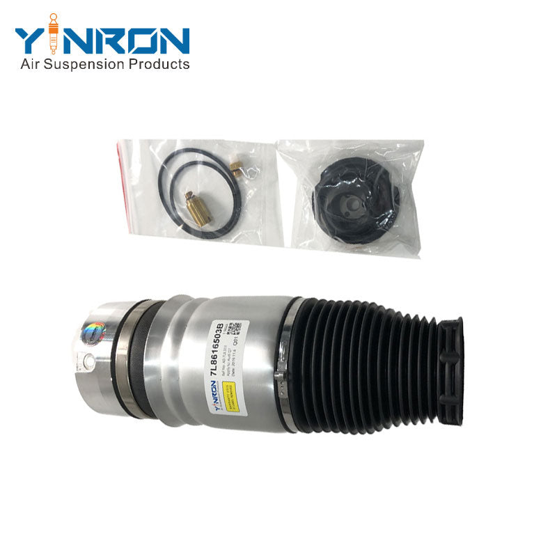 Top vertical view showing the mounting plate of Porsche Cayenne I 955 rear air suspension spring (95535850300)