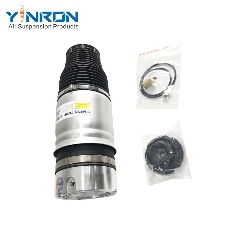 Top vertical view showing the mounting plate of Porsche Cayenne I 955 rear air suspension spring (95535850300)