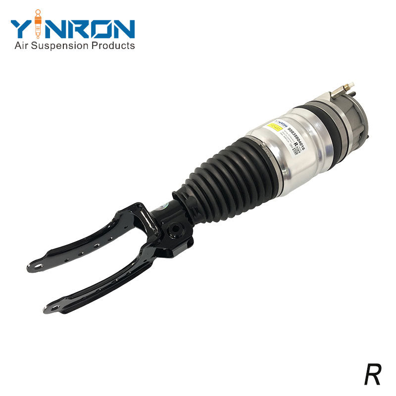 Side profile view of Porsche Cayenne 958 front right air suspension strut (95835804016)
