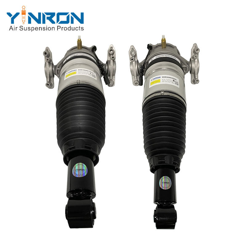 Full front view of Porsche Cayenne 958 rear air suspension strut pair (95835801900 & 95835802000)