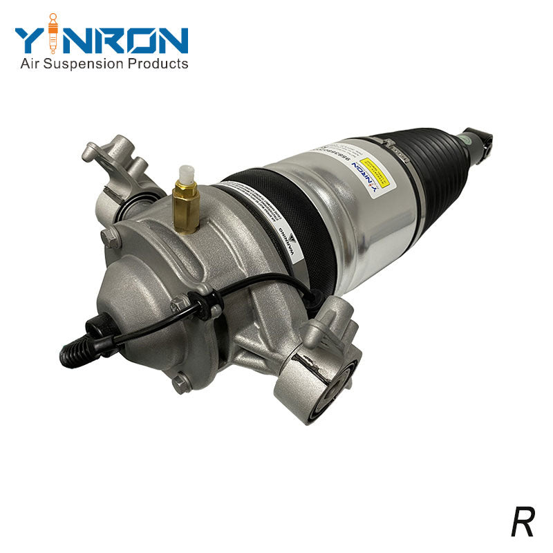 Detail close-up view of Porsche Cayenne 958 rear right air suspension strut (95835802000)