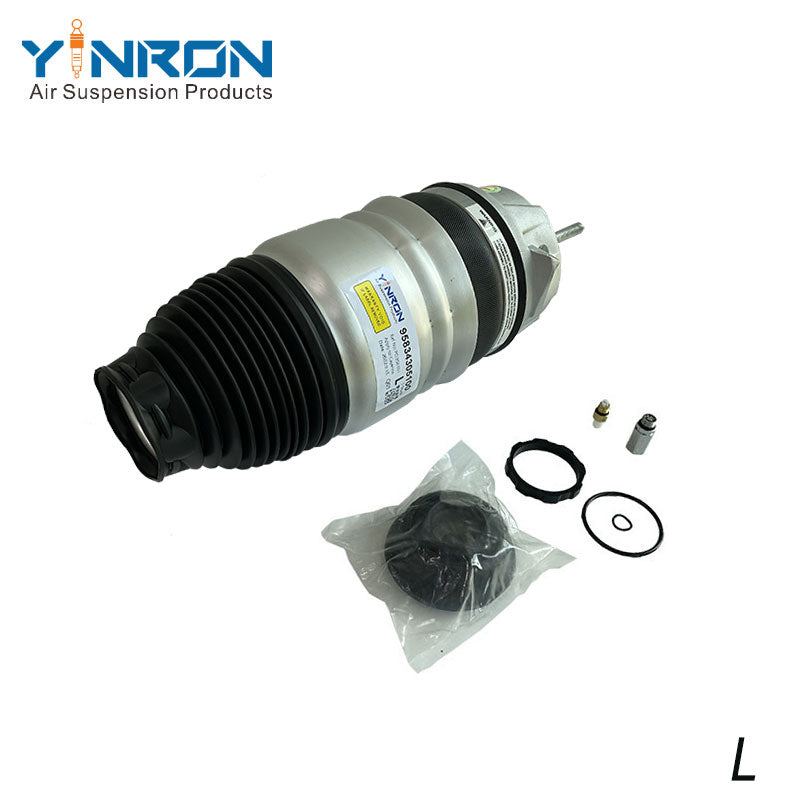 Close-up detail view of Porsche Cayenne II 958 left front air suspension spring (95834305100)