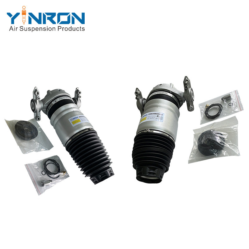 Pair view of Porsche Cayenne II 958 left & right rear air suspension spring (95835850300 & 95835850400)