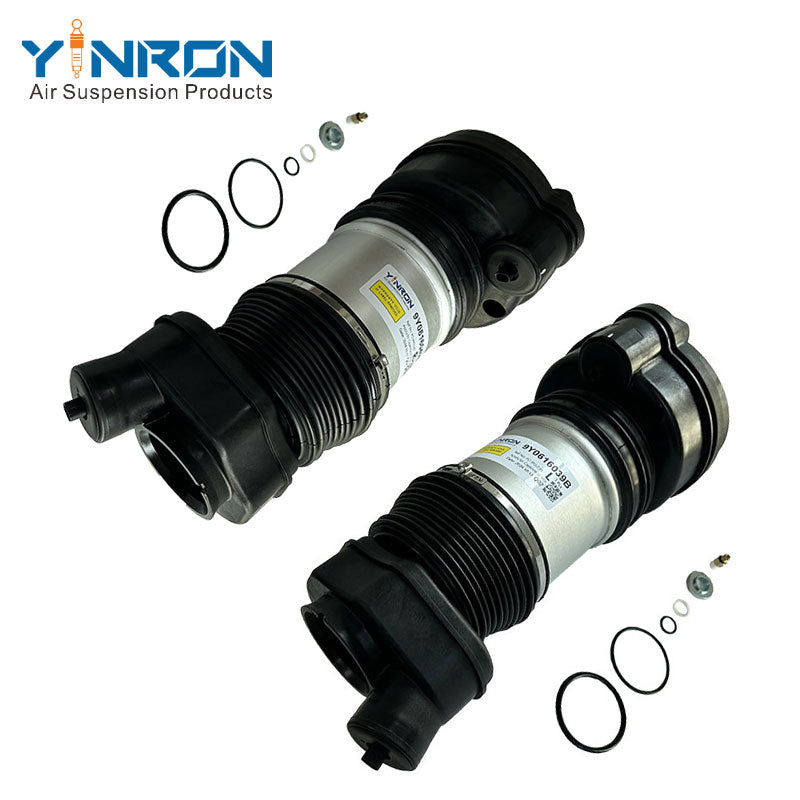 Full 45 degree view of paired Porsche Cayenne III 9YA front air suspension spring (9Y0616039B & 9Y0616040B)
