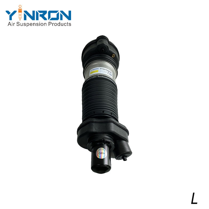Full front level view of Porsche Cayenne III 9YA front air suspension strut with PASM active damping (9Y0616039)