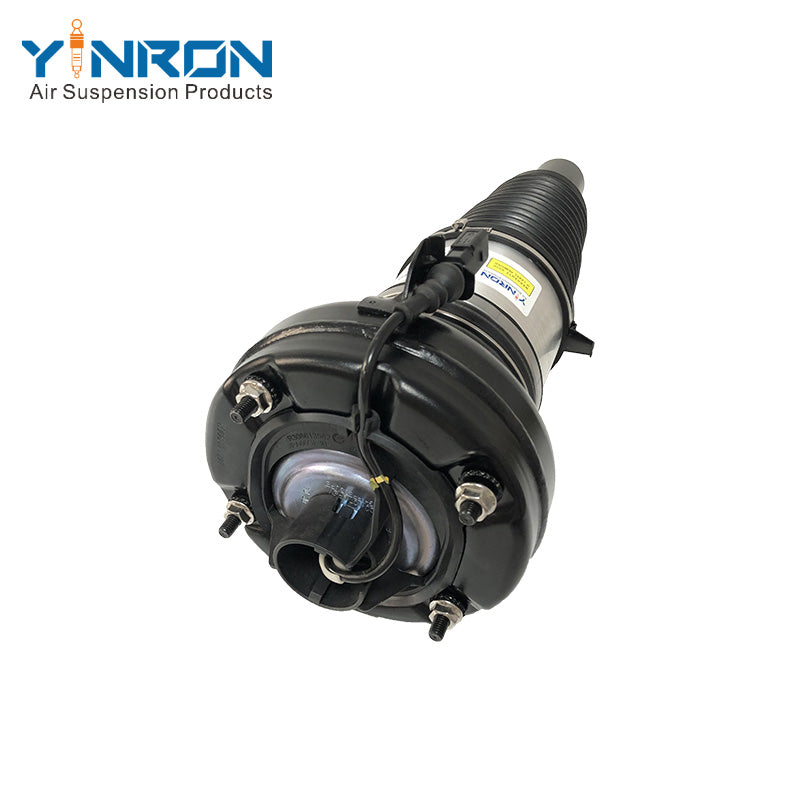Close-up detail view of PASM sensor, air spring and valve on Porsche Macan 95B front left strut (95B616039)