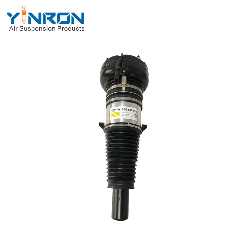 Top down vertical overhead view of Porsche Macan 95B front left PASM air suspension strut (95B616039)