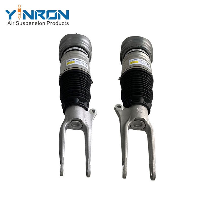 Full front view of Porsche Panamera 970 front air suspension strut pair (97034305134 & 97034305234)