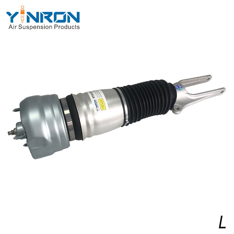 Side view of Porsche Panamera 970 front left air suspension strut with PASM, part number 97034305117