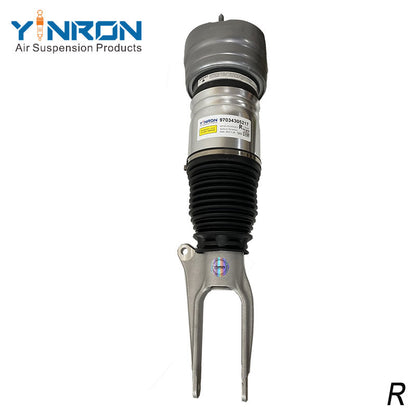 Top-down vertical view of Porsche Panamera 970 front right air strut with PASM, part number 97034305217
