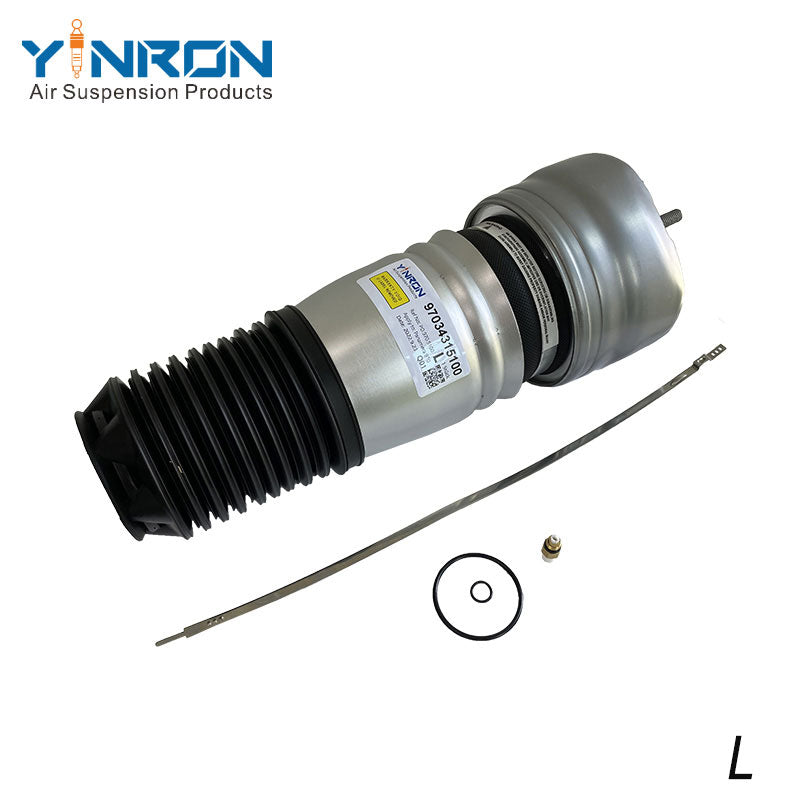 45 degree angle view of Porsche Panamera 970 G1 front left air suspension spring (97034315100)