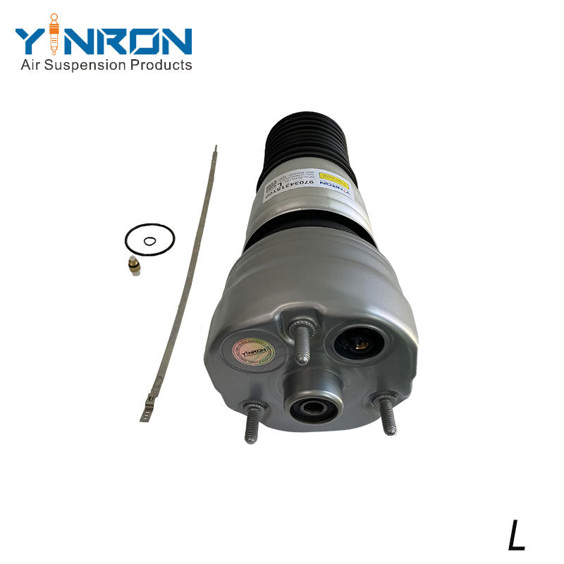 Close-up detail view of Porsche Panamera 970 G1 front left air suspension spring (97034315100)