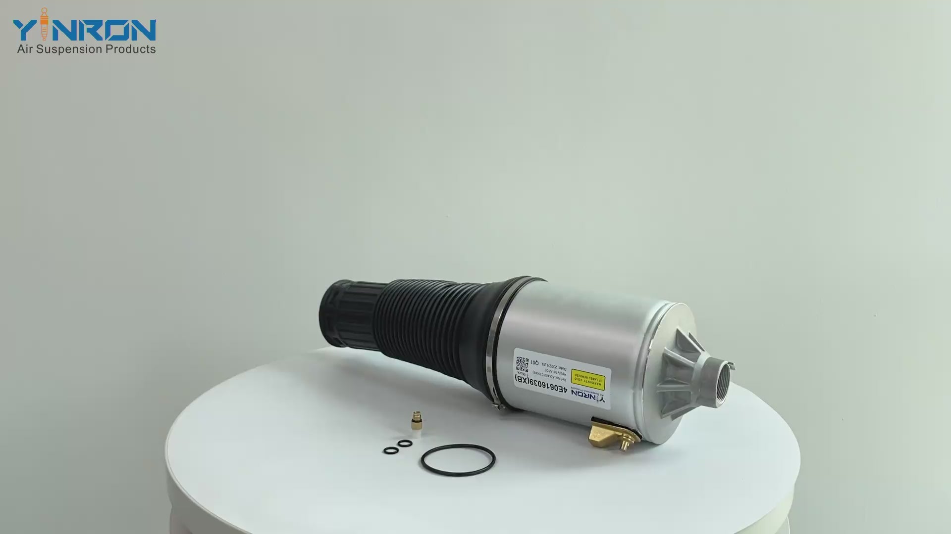 360-degree rotation video showcasing the build quality for Audi A8 D3 4E front air suspension spring (4E0616039AF)