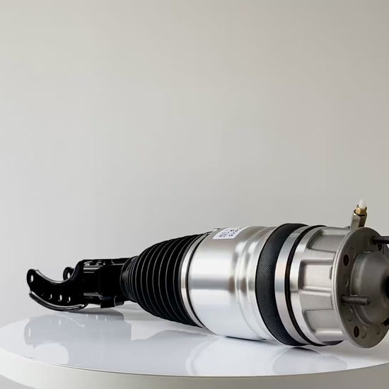 Porsche Cayenne 958 front Right air suspension strut 360-degree view video showing PASM damping
