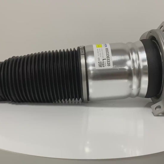 360-degree rotating display video of Left Air Suspension Strut for Porsche Cayenne I 955 (2002-2010) with PASM Active Damping, OE 95533303320 & 95533303420
