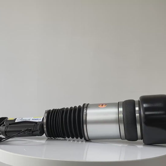 360-degree product rotation video showcasing the build quality and ADS connector of Mercedes W211 front air struts.
