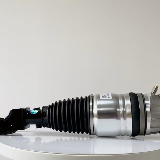 Porsche Cayenne 958 front Left air suspension strut 360-degree view video showing PASM damping