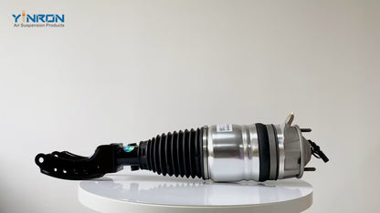 Porsche Cayenne 958 front Left air suspension strut 360-degree view video showing PASM damping