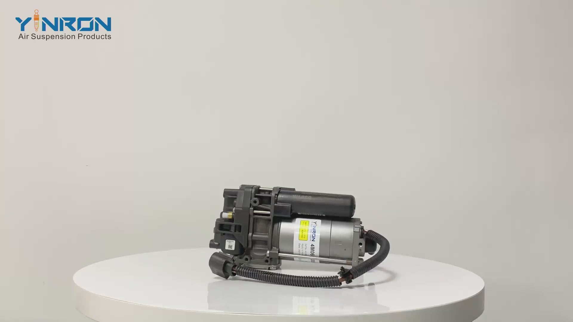 360 degree rotation display video for Volkswagen Touareg III CR air suspension compressor pump with relay and air filter (4M0616005F and 4M0616005G)