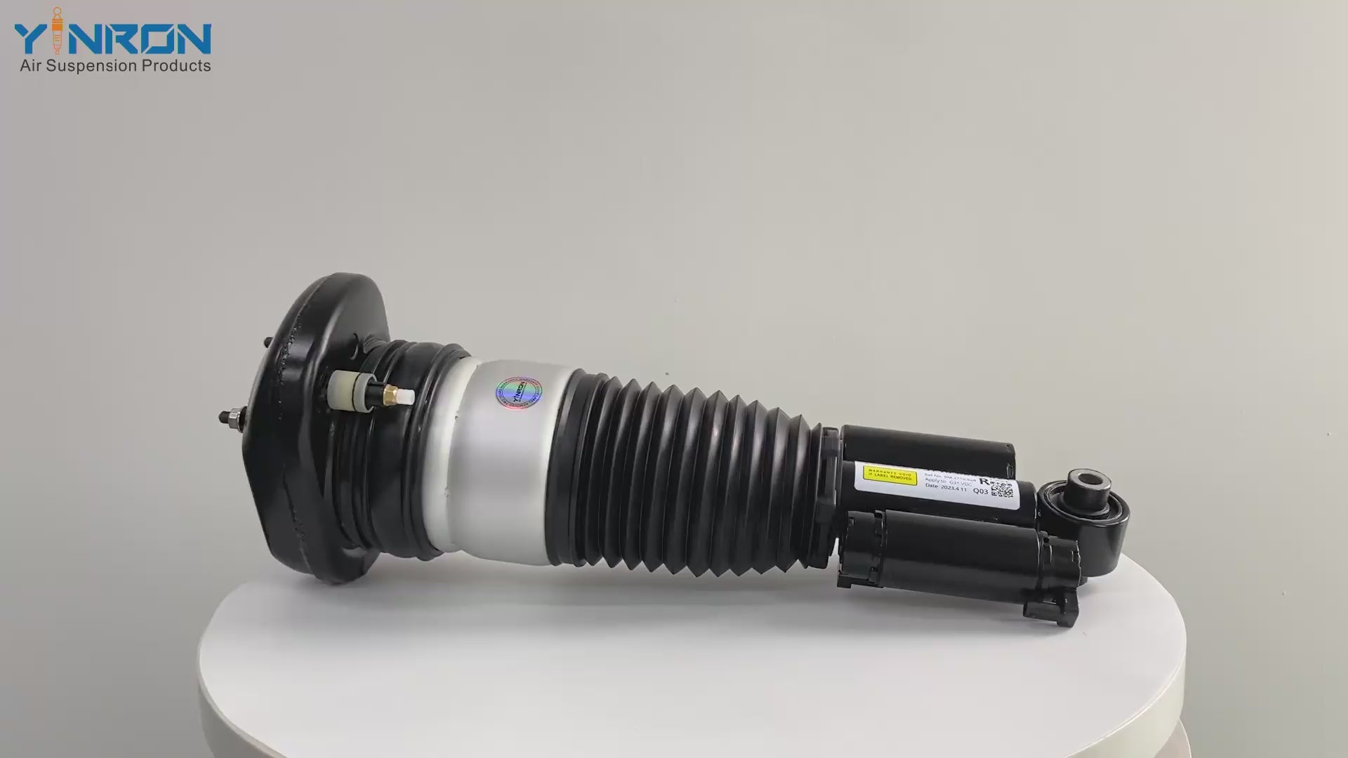360-degree rotation video showcasing the build quality for BMW 5-Series G31 Touring rear right air suspension strut (37106882824) with VDC
