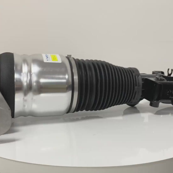 360-degree rotation of YINRON Porsche Cayenne 955 front Left air strut with PASM, showcasing the solenoid valve and OES quality.