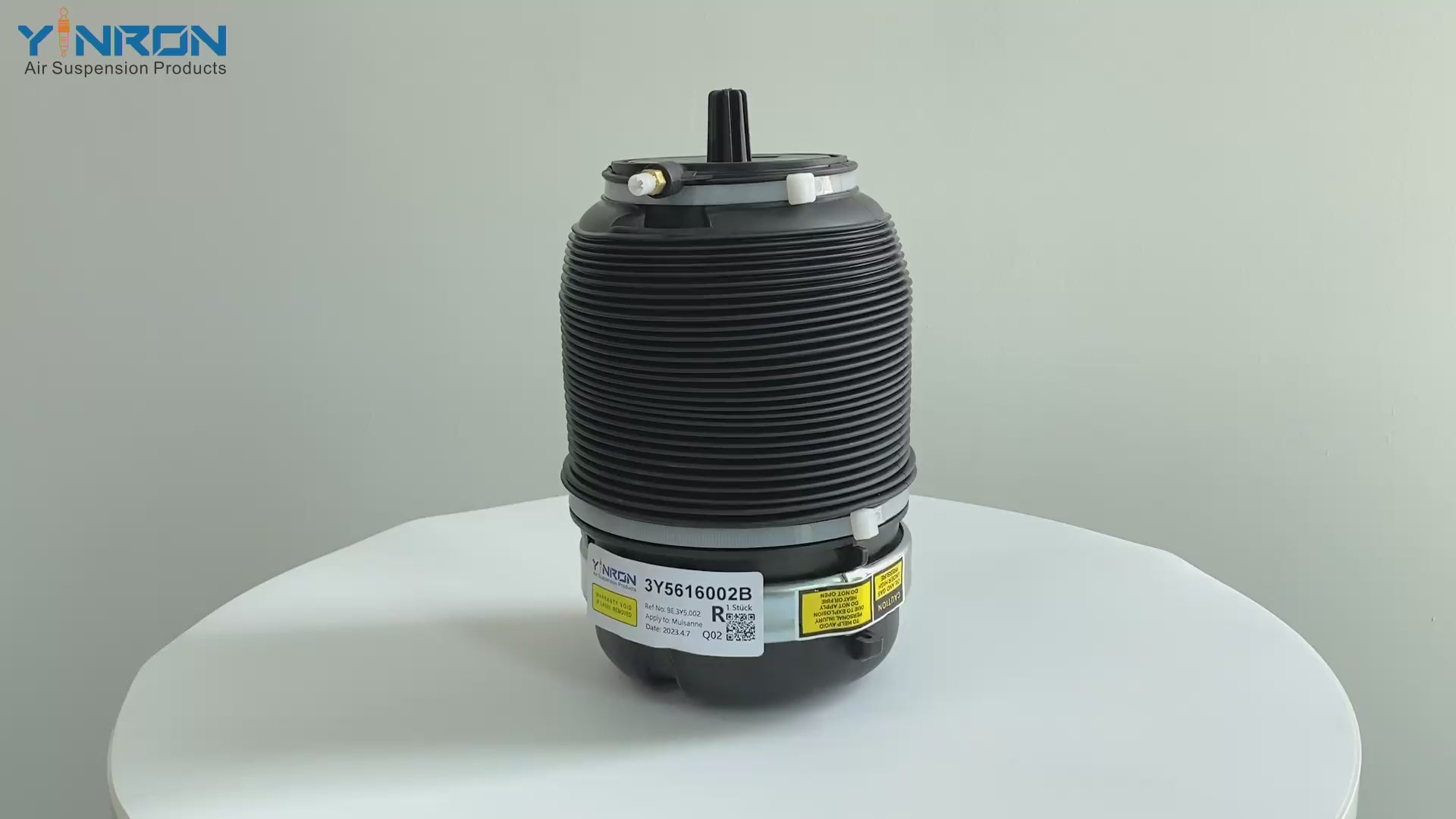 360-degree rotation video showcasing the build quality for Bentley Mulsanne rear right air suspension spring (3Y5616002B)