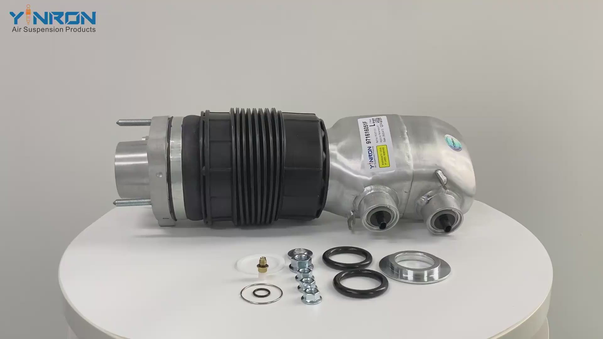 360° rotation view of Porsche Panamera 971 front air suspension spring set (971616051F)