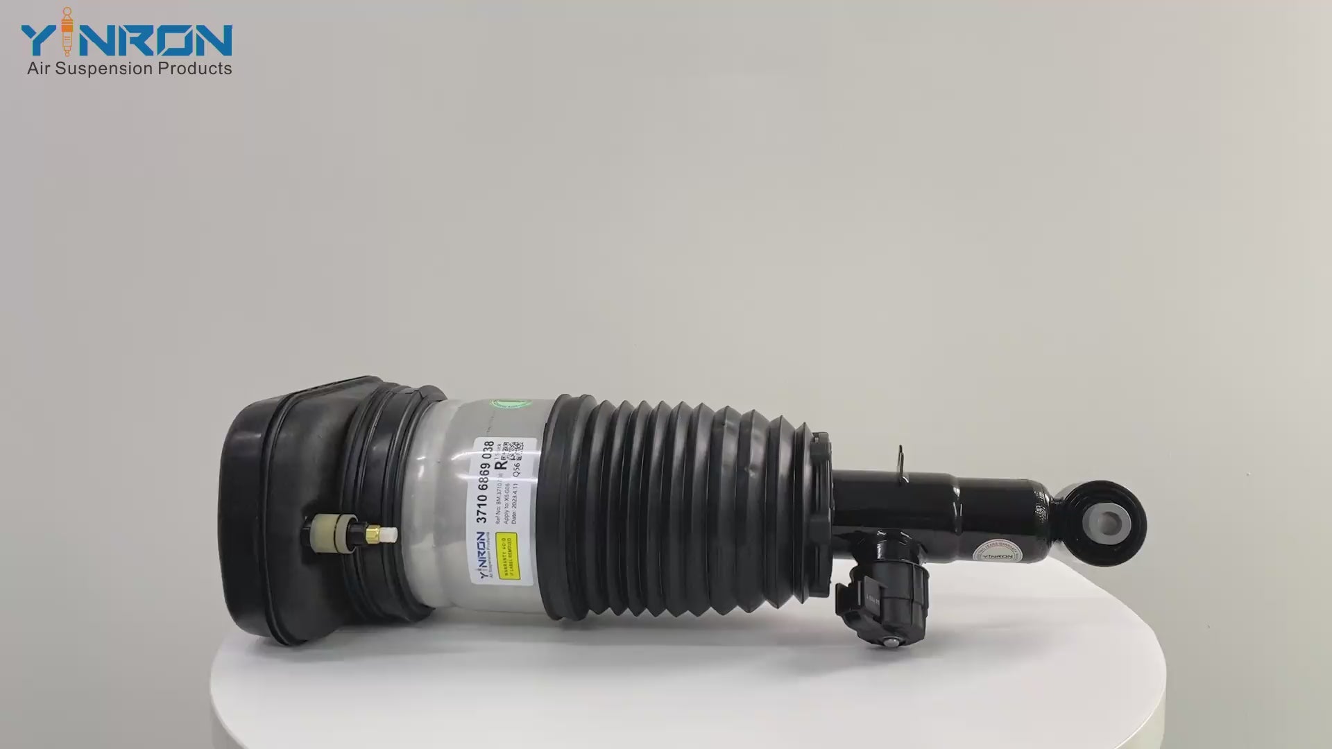 360-degree rotation video showcasing the build quality for BMW X6 G06 rear right air suspension strut (37106869038)