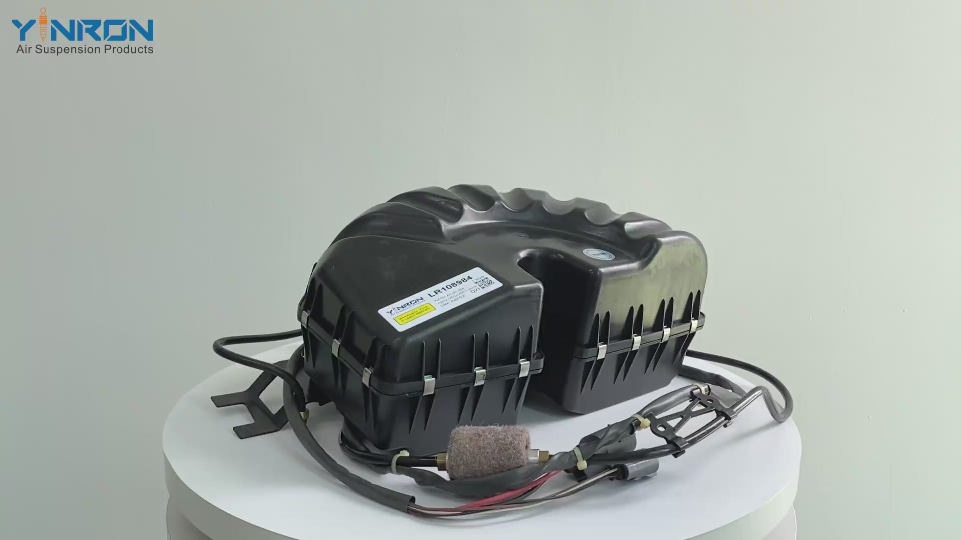 360 rotation view video of Land Rover Range Rover L405 5-Seater air suspension compressor pump (LR108984) with Relay & Air Filter