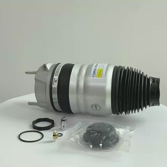 Full 360 rotation view video of VW Touareg II 7P front air suspension spring (7P6616403G）