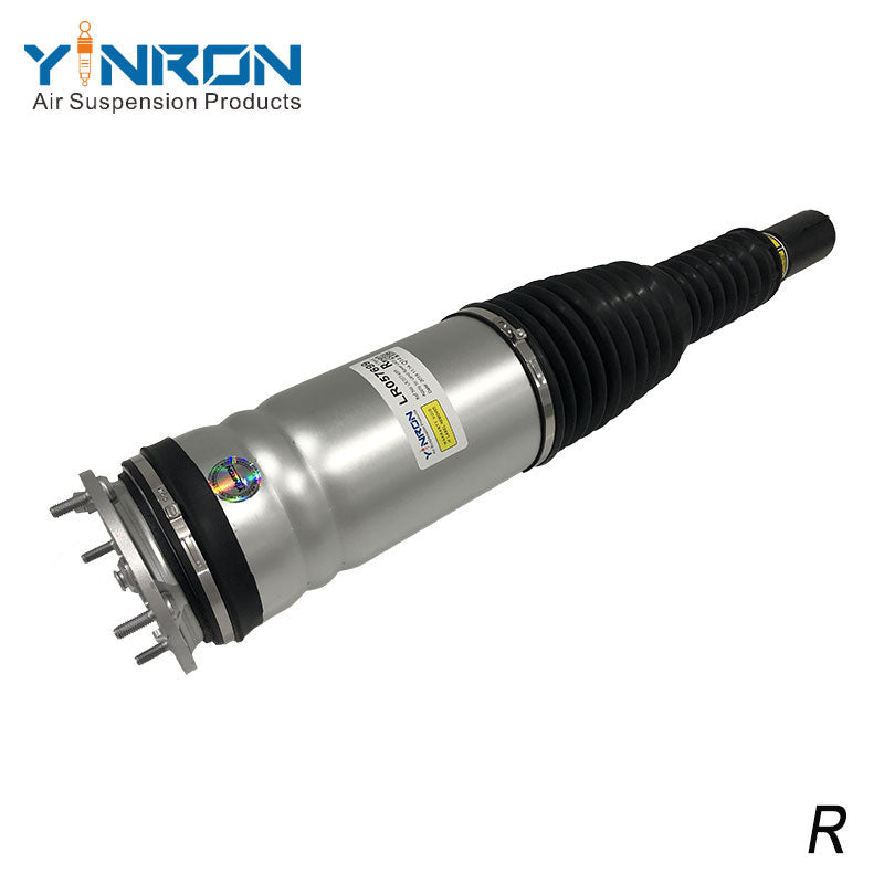 Side profile view of Range Rover L405 front right air suspension strut with CVD (LR057700)