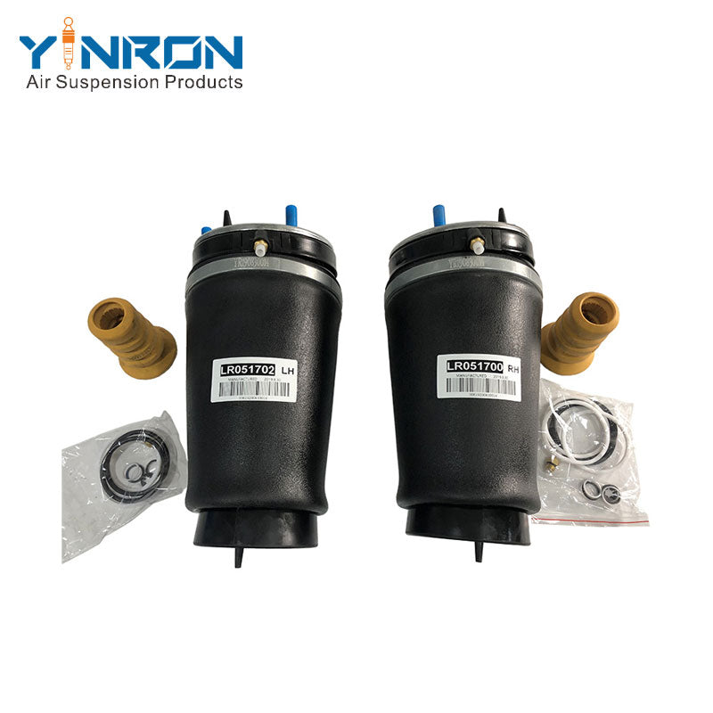 Full pair view of Range Rover Vogue L322 front air suspension spring (LR051702 & LR051700)