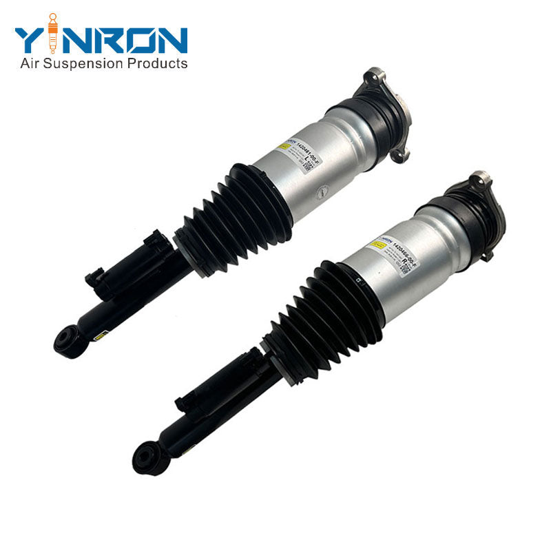 Full front view for Tesla Model S (2021-2024) rear left and rear right air suspension strut pair with ASD (Raven Suspension) (1420461-00-F 142046100F and 1420466-00-F 142046600F)
