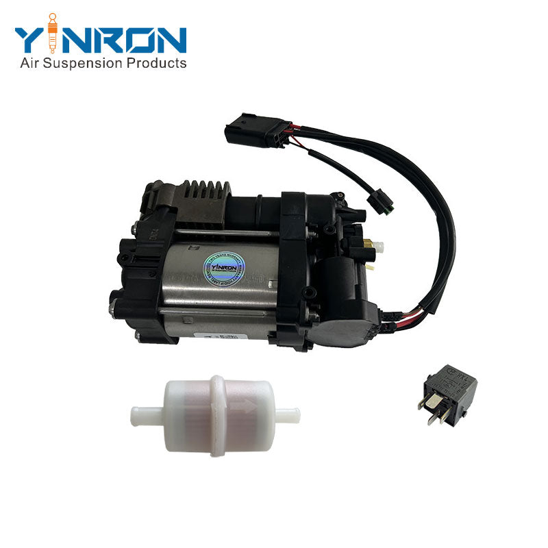Top down view for Tesla Model S 5YJS air suspension compressor pump with relay and air filter (600640300A and 6006403-00-A)