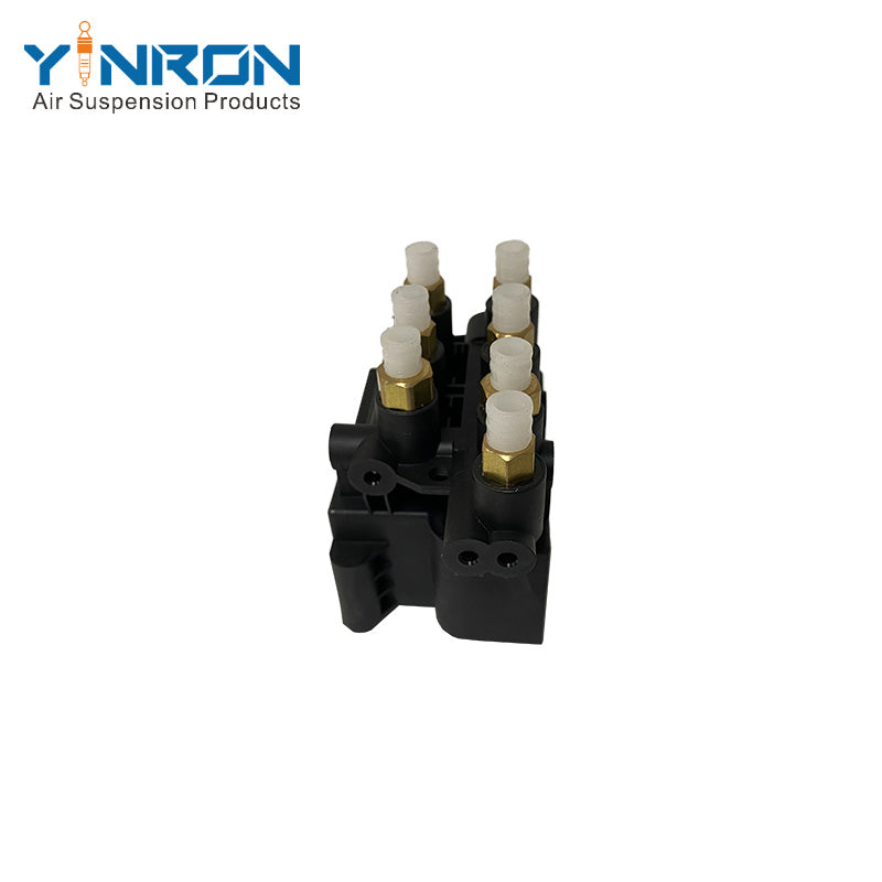 Vertical view of Tesla Model X 5YJX air suspension valve block (1027919-00-B)