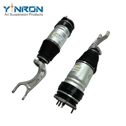 Full front view for Tesla Model X (5YJX) AWD (2015-2021) front left and front right air suspension strut pair (1027361-25-E 102736125E or 1027361-00-G 102736100G)