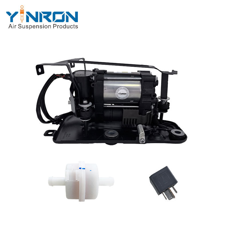 Full front main view of Volvo air suspension compressor pump 31360720 32315091 including relay and air filter