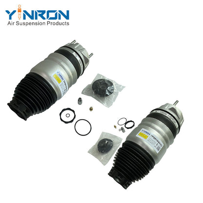 Full pair 45° view of VW Touareg II 7P front air suspension spring (7P6616403G & 7P6616404G)