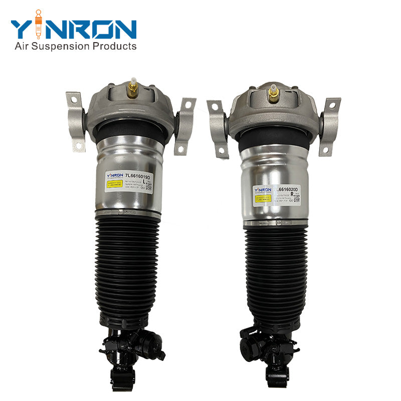 Pair view of left & right rear CDC air suspension struts for VW Touareg I 7L (2003-2010), OE 7L6616019D & 7L6616020D