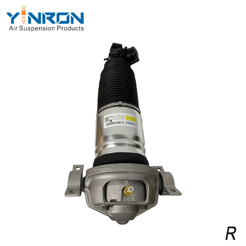 Top down vertical view of VW Touareg I 7L (2003-2010) right rear CDC air shock strut, part number 7L6616020D