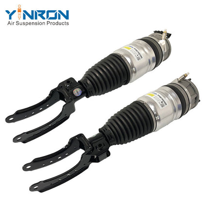45 degree pair view of VW Touareg II 7P front CDC air suspension struts OEM 7P6616039N & 7P6616040N