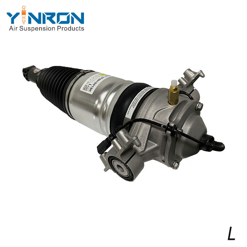 Close-up detail view of VW Touareg II 7P left rear CDC air suspension strut (7P6616019K)