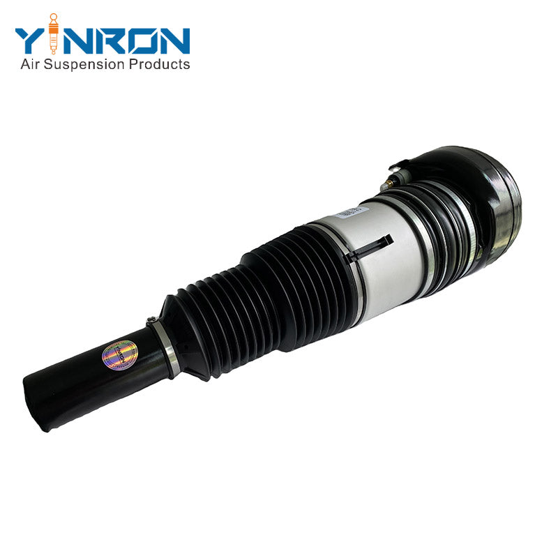Full 45 degree view of VW Touareg III CR front air suspension strut with CDC (4M4616039J)